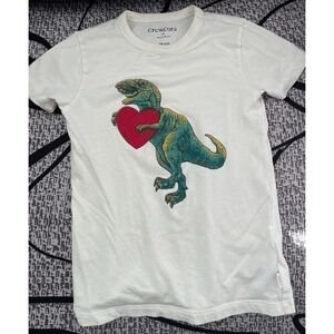 J. Crew Crewcuts Short-Sleeve Dinosaur Graphic Tee White Size S 4-5
